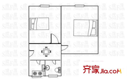 勤学苑户型图2室 户型图 2室1厅1卫1厨