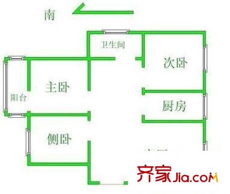 青山三村 3室 户型图