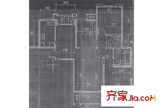 复地・悦城120平户型 3室2厅2卫1厨