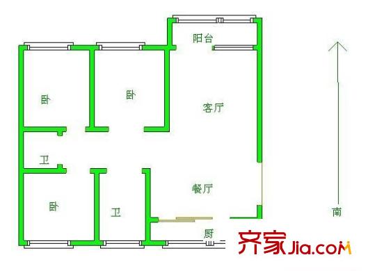 后西溪户型图2室 户型图 2室1厅1卫1厨