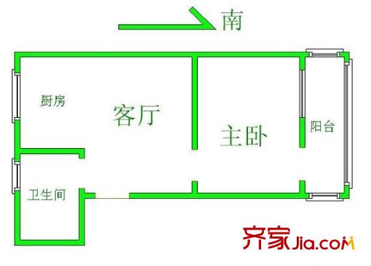 后西溪户型图1室 户型图 1室1厅1卫1厨