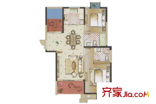 海天・紫郡鼓浪屿C3户型 3室2厅2卫1厨