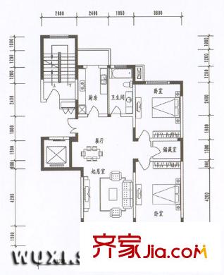 格林春天野花园户型图雍容2房 2室2厅1卫1厨