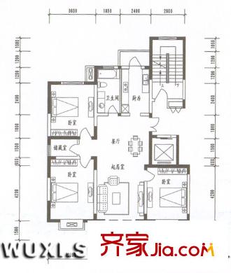 格林春天野花园户型图尊贵3房 3室2厅1卫1厨