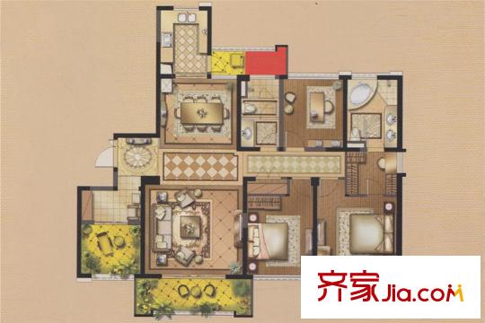 复地・悦城174平户型 3室2厅1卫1厨