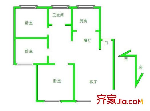 咏硕苑户型图3室 户型图 3室1厅1卫1厨