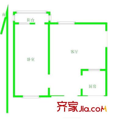 后西溪户型图1室 户型图 1室1厅1卫1厨