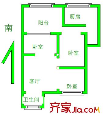 青松新村 3室 户型图