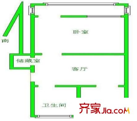 青松新村 1室 户型图