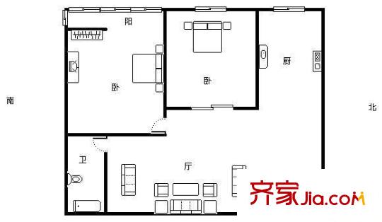水车湾小区户型图2室 户型图 2室2厅1卫1厨
