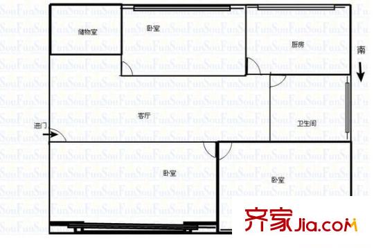 广丰二村户型图3室 户型图 3室1厅1卫1厨