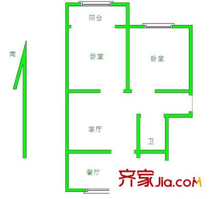 江大新村 2室 户型图