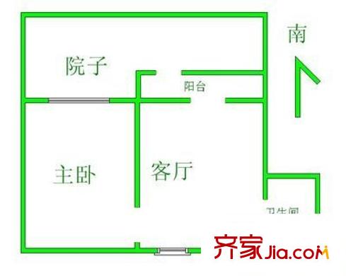 青松新村 1室 户型图