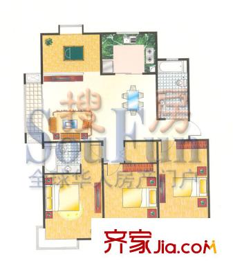 名园臻舍户型图A4 4室2厅2卫1厨