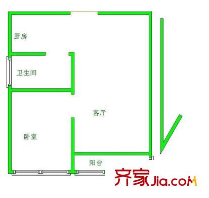 槐古一村户型图1室 户型图 1室1厅1卫1厨