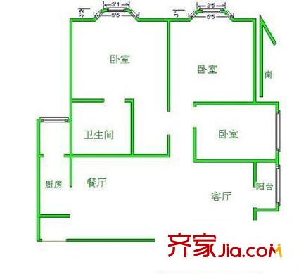扬名花园户型图1室 户型图 1室1厅1卫1厨