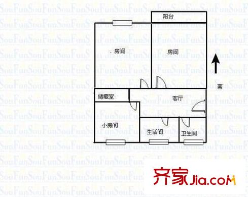 广瑞三村户型图3室 户型图 3室1厅1卫1厨