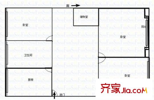 广瑞三村户型图3室 户型图 3室1厅1卫1厨