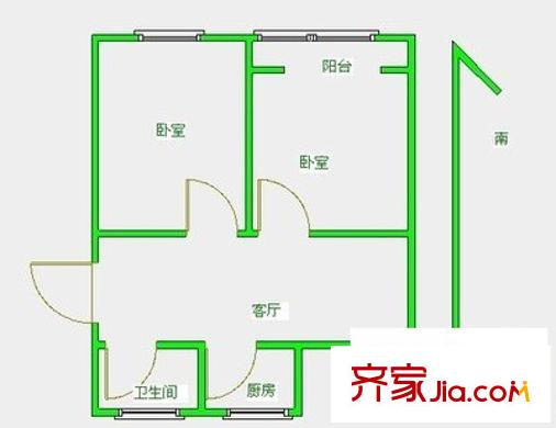 泰康新村户型图2室 户型图 2室1厅1卫1厨