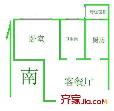 银仁花园户型图1室 户型图 1室2厅1卫1厨