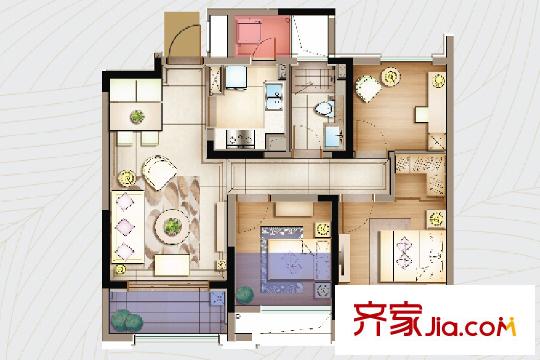 华府天地・尊园A户型 3室2厅1卫1厨