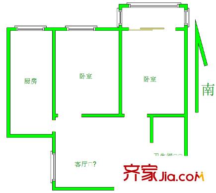震泽一村 2室 户型图