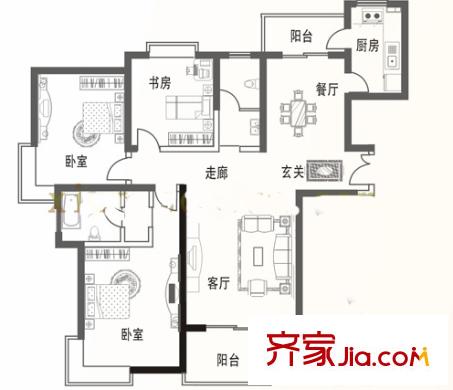 银仁花园户型图3室 户型图 3室2厅2卫1厨