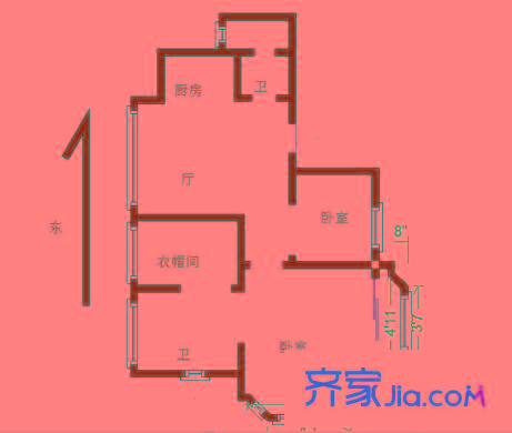 银仁花园 3室 户型图
