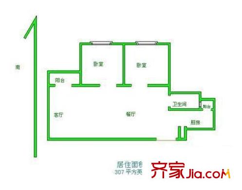 民丰公寓户型图2室 户型图 2室2厅1卫1厨