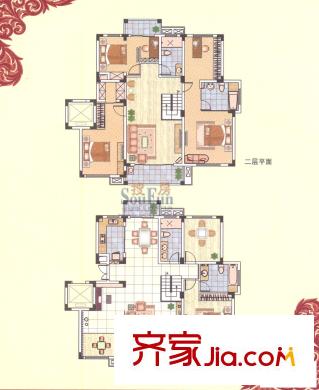世家名门户型图庭院别墅 5室3厅4卫1厨