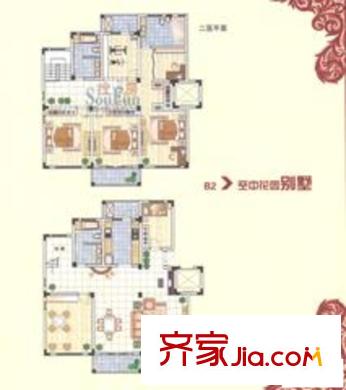 世家名门户型图别墅B2 7室4厅4卫2厨