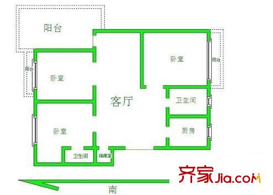 吉庆名都户型图3室 户型图 3室2厅2卫1厨