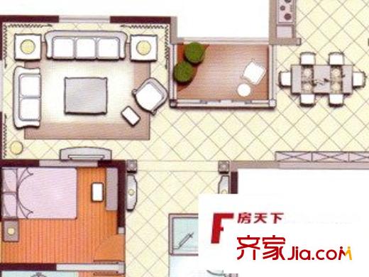 嘉德时代广场户型图1室 户型图 1室1厅1卫1厨