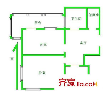 震泽三村户型图2室 户型图 2室1厅1卫1厨
