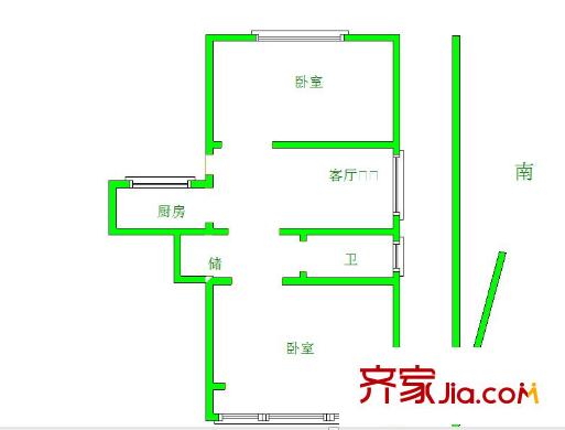 震泽三村 2室 户型图