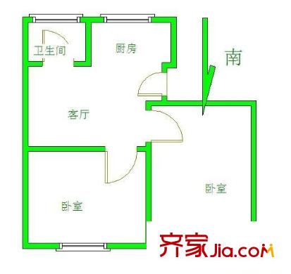 华夏新时代户型图2室 户型图 2室2厅1卫1厨