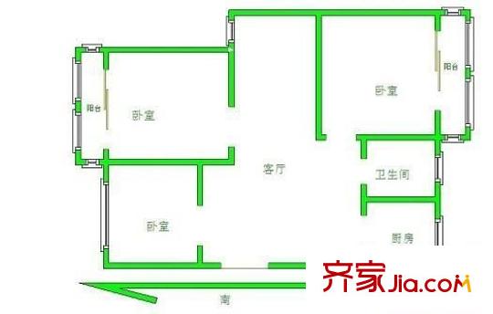 吉庆名都户型图3室 户型图 3室2厅1卫1厨