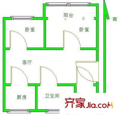 翠云新村户型图2室 户型图 2室1厅1卫1厨
