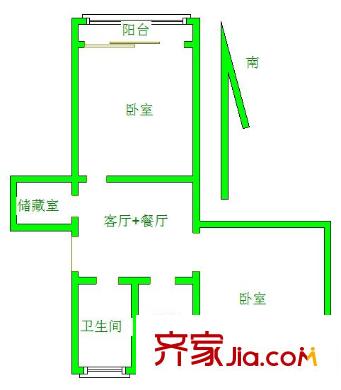 荣巷新村 2室 户型图