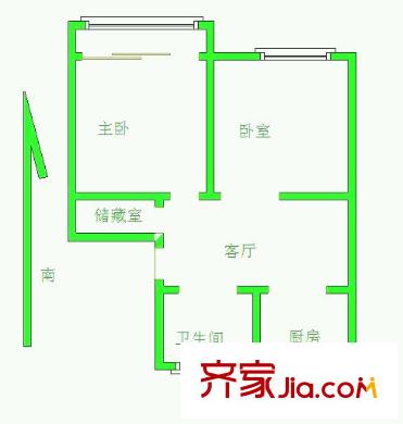 荣巷新村 2室 户型图