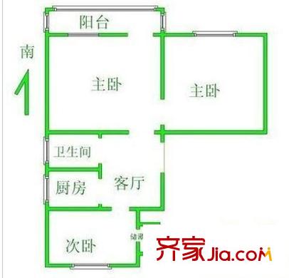 青山一村户型图3室 户型图 3室1厅1卫1厨