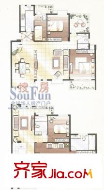 阳光城市花园四期户型图D5b 6室3厅3卫