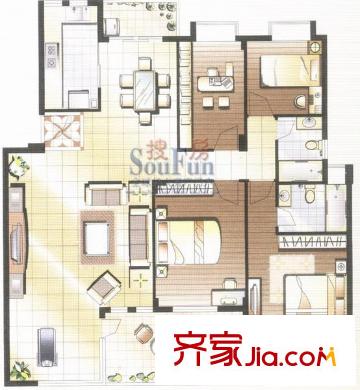 阳光城市花园四期户型图户型图 4室2厅2卫