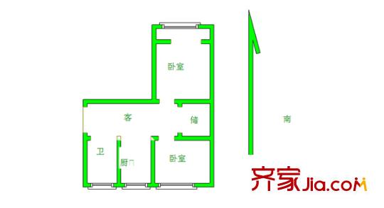荣巷新村 2室 户型图