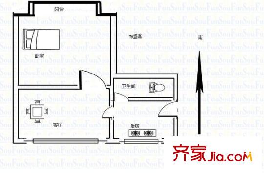 青山一村户型图1室 户型图 1室1厅1卫1厨