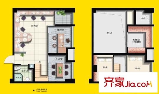 甲壳虫2933户型图C2 2室1厅1卫