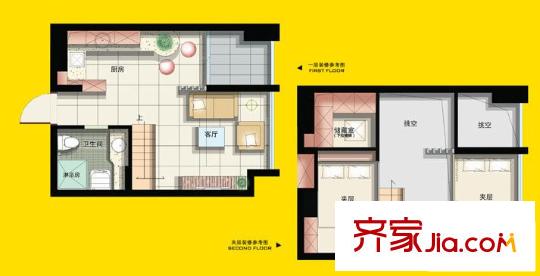 甲壳虫2933户型图B1 2室2厅1卫