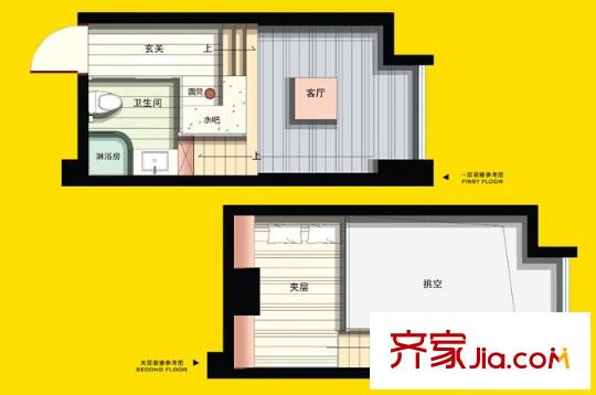 甲壳虫2933户型图A1 1室1厅1卫