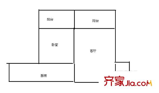盛岸花园三期户型图1室 户型图 1室1厅1卫1厨