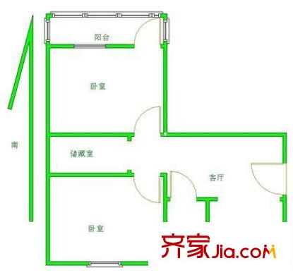 中桥三村户型图2室 户型图 2室1厅1卫1厨